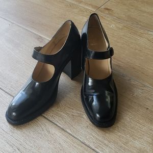 Freelance black Mary Jane leather shoes.